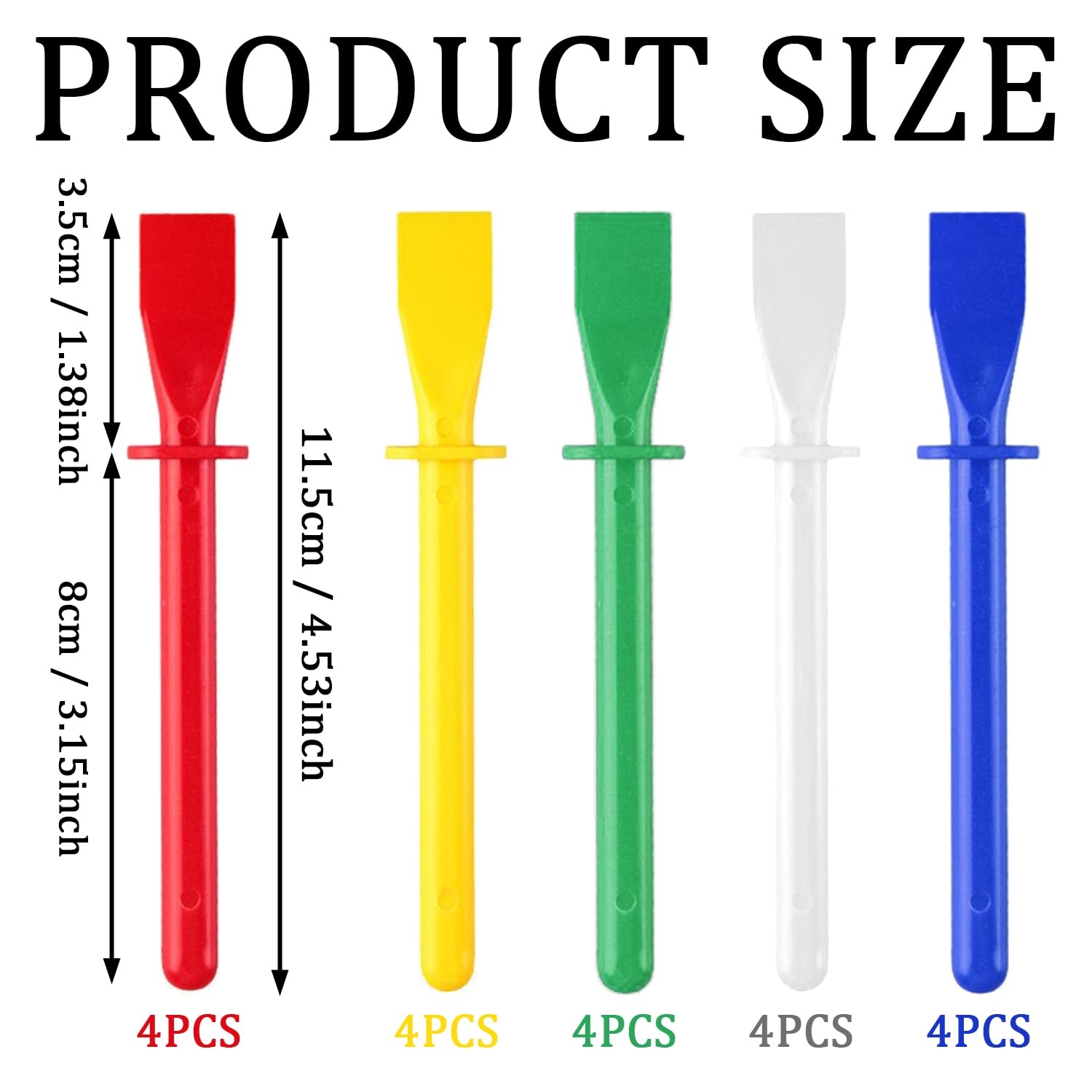 20 Pezzi Spatola per Colla, Bastoncini di Plastica Colorata, 11.5cm Applicatore di Spatole, Spreader di Colla in Pelle, Accessorio per Manuali, per Progetti Artistici e Artigianali