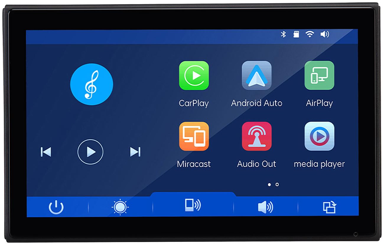 Lescars Navigation: IPS-HD-Touchscreen, 7"/17,8 cm, für Apple CarPlay & Android Auto, 360° (Apple Carplay Displays, Android Auto Display)