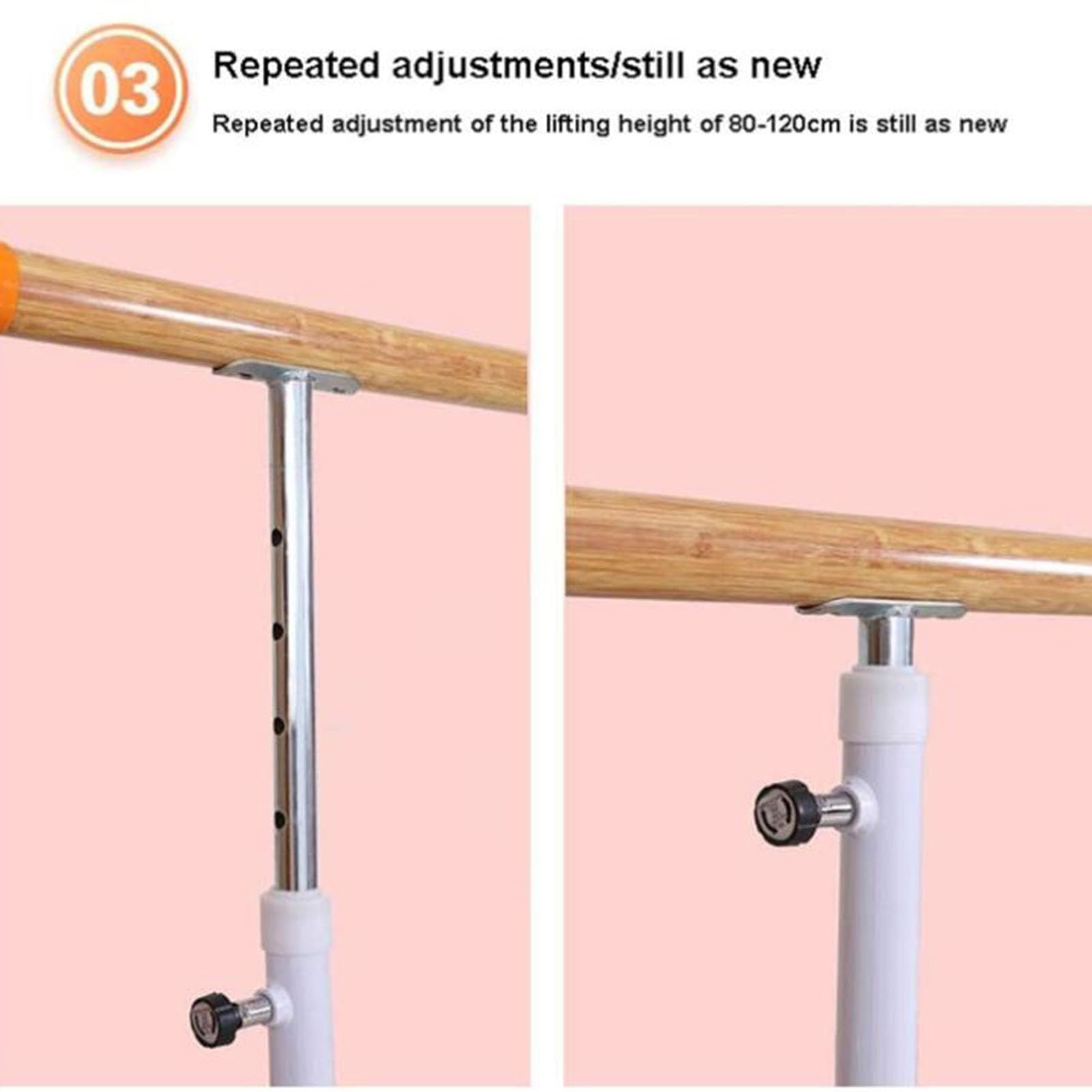 Sbarra da ballo portatile regolabile in altezza 80-120 cm – Attrezzatura mobile da studio di danza per palestra e fitness a casa, perfetta per allenamenti di danza classica e riscaldamento