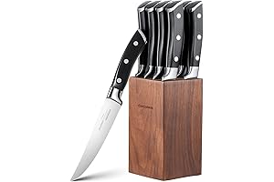 Steak Knives Set of 8 with Walnut Block, 5 inch Non Serrated...