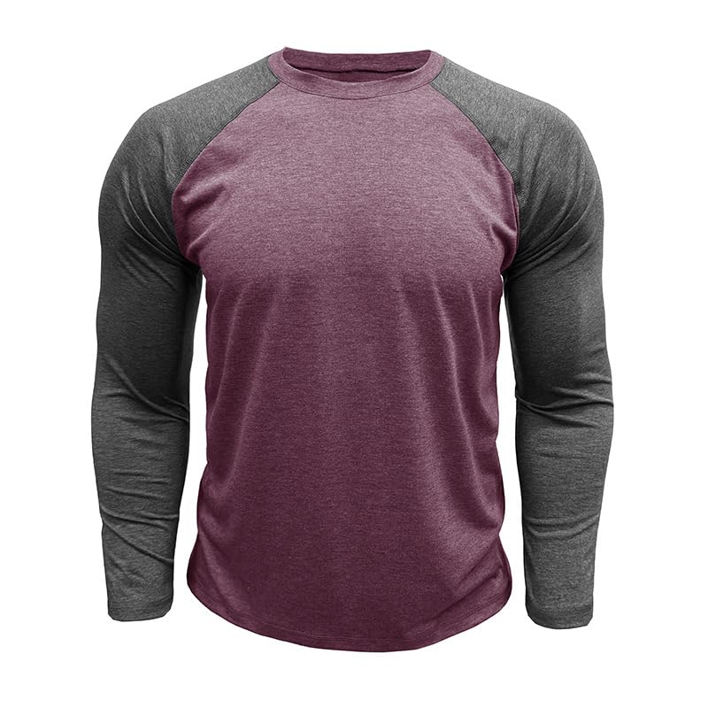 Camisetas de béisbol de manga larga raglán para hombre, cuello redondo, ajuste slim miniatura 5