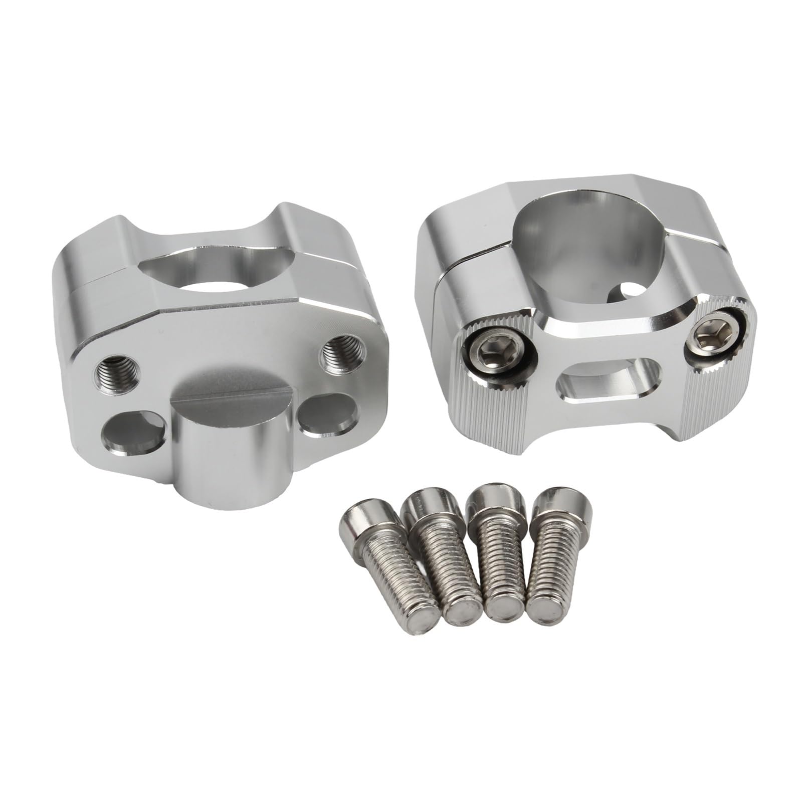 MNEVZX Handlebar risers kit 22 28mm Universal Motorcycle CNC Billet HandleBar Fat Bar Risers Mount Clamp Adaptor Motocross Dirt Bike Modified Parts(Silver)