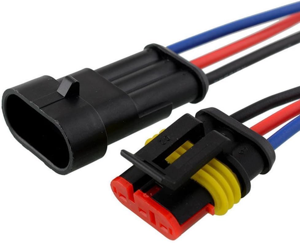 Qiorange 5 Pcs 3 Pin Car Waterproof Electrical Connector Plug with Wire Electrical Cable : Automotive