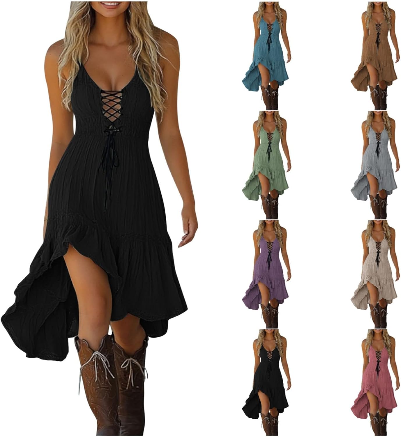 Boho summer dresses in vintage cowgirl style with lace detail