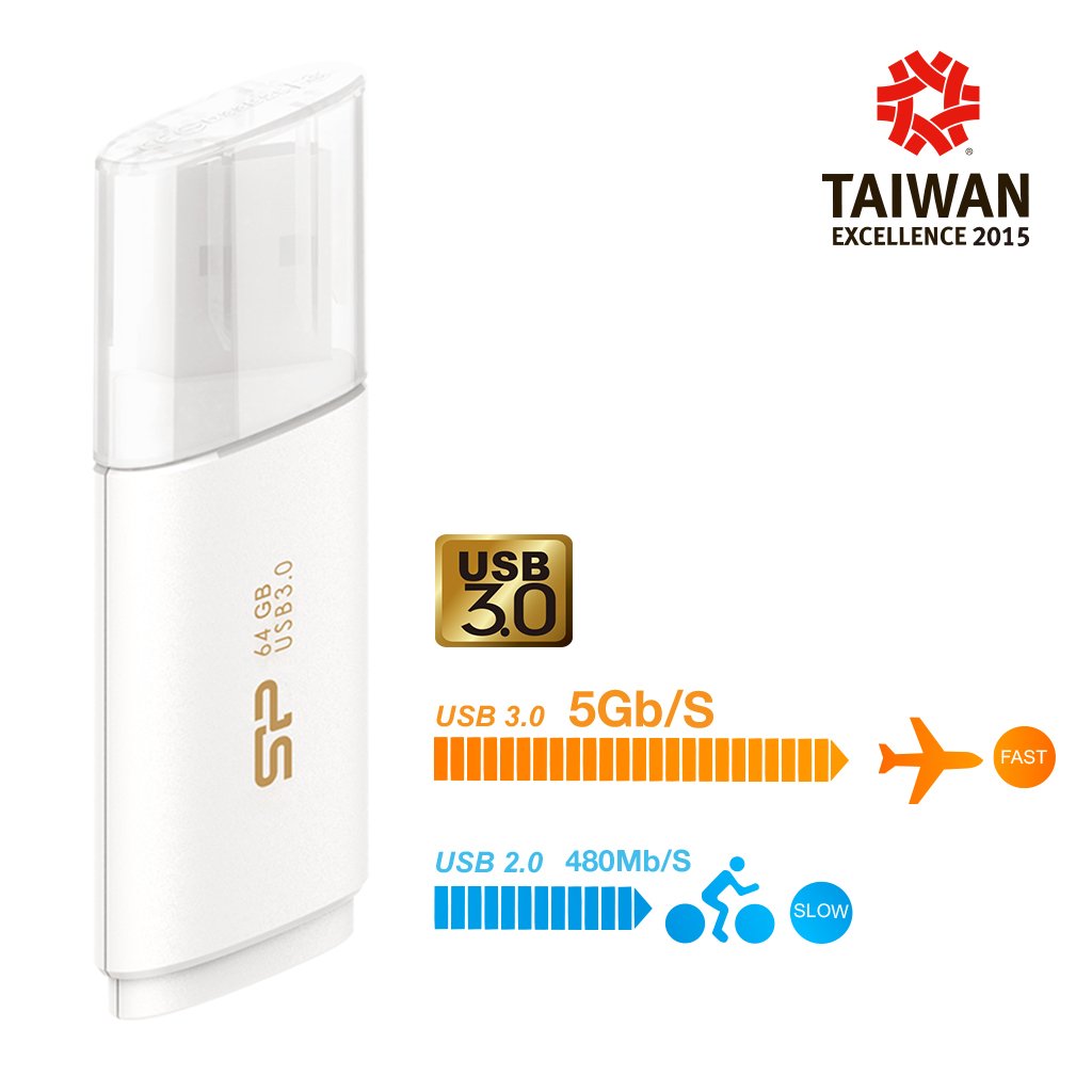 Silicon Power 64 GB pamięć USB B06 USB 3.1 Gen1 Interfejs superprędkość do 150 Mb/s - biały