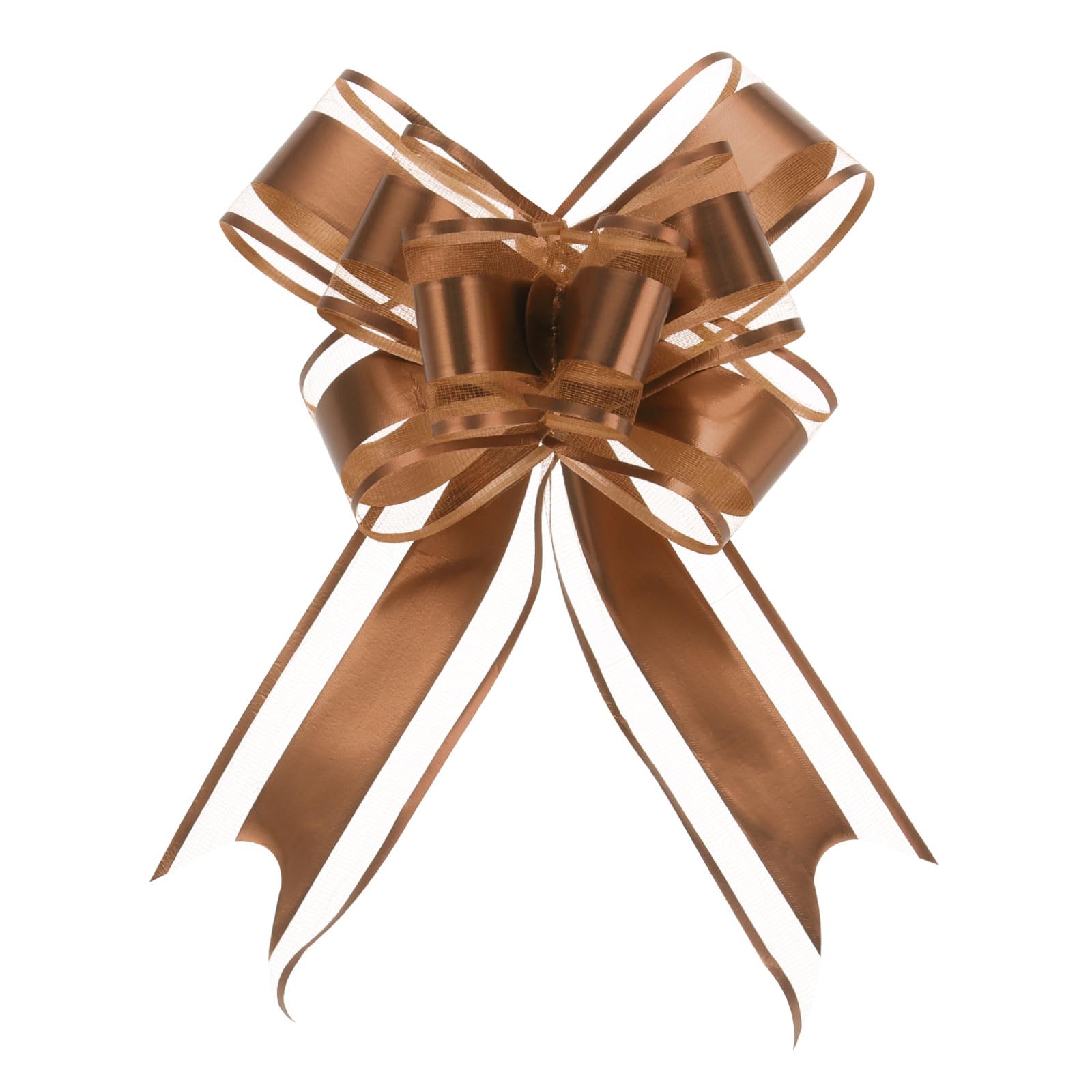 Uxcell 10pcs 8 Inch Giant Large Pull Bow Gift Wrapping Organza Bows Ribbon Coffee for Wedding Baskets Presents Christmas