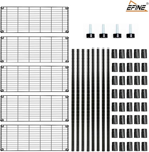 Vista 7 de EFINE - Estantería de 5 estantes con forros para estantes, certificado NSF, estantes ajustables de alambre de metal resistente, capacidad de carga