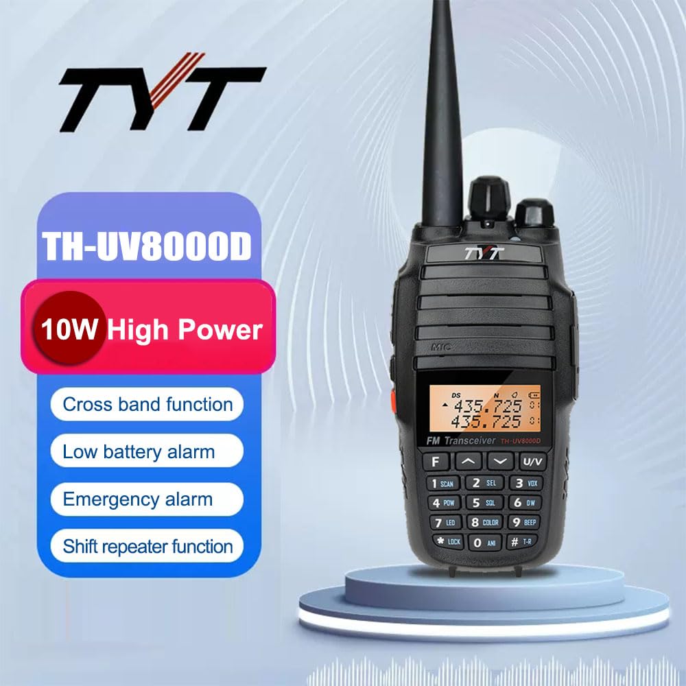 TYT TH-UV8000D 10W Walkie Talkies Cross-Band Repeater VHF UHF Potable Two Way Radio for Outdoor Camping