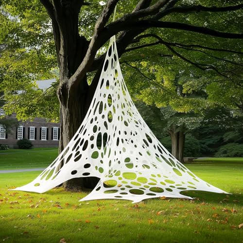 IPOOLTENG 1000sqft Giant Spider Web Halloween, Stretchy Spider Web Halloween Decorations, Cut-Your-Own Gauze Beef Netting Roll Spider Web for Yard Party Decor (White)