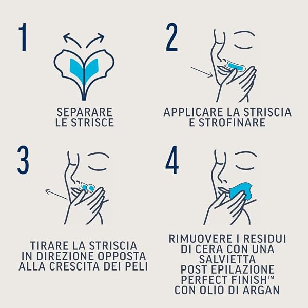 Veet Expert Strisce Depilatorie Viso, Ceretta per Pelli Sensibili con Olio di Mandorla, Dermatologicamente Testate, 36 Strisce (3x12 Strisce) + 6 Salviette Post-Epilazione con Olio D'Argan - 5