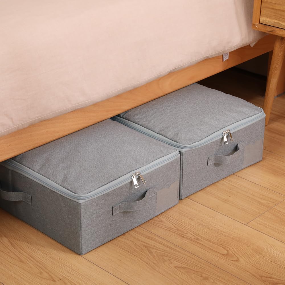 Amonsen Set van 2, slanke opvouwbare opbergdozen met zacht deksel, stofdichte kleding, albums, ingang, kruideniersorganisatorkubussen, donkergrijs Amonsen Set van 2, slanke opvouwbare opbergdozen met zacht deksel, stofdichte kleding, albums, ingang, kruideniersorganisatorkubussen, donkergrijs