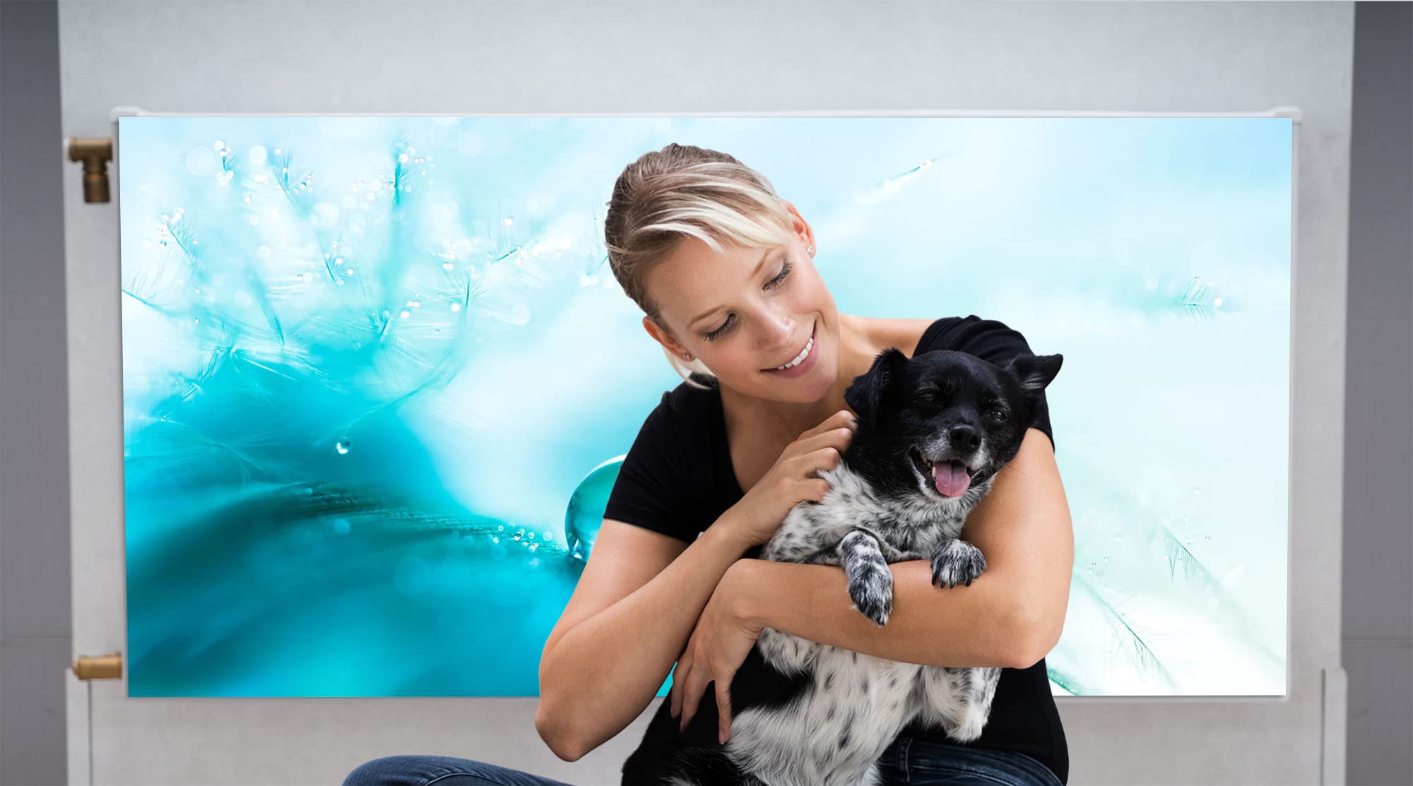 Magnet Heizkörperverkleidung Heizkörperabdeckung Blau Abstrakt 120x60 cm Heizung Abdeckung Verkleidung Magnetische Abdeckmatte Kühlschrank aus Einem Flexiblen Magneten Digitaler Aufdruck
