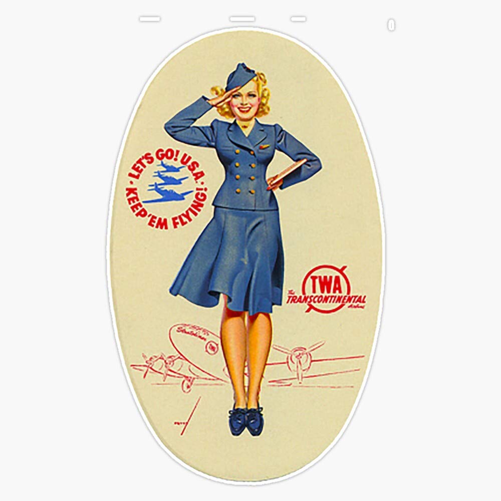 50sレアTWA(トランスワールド航空)オリジナルCAデザインラゲージステッカー 50sレアTWA(トランスワールド航空)オリジナルCAデザインラゲージ