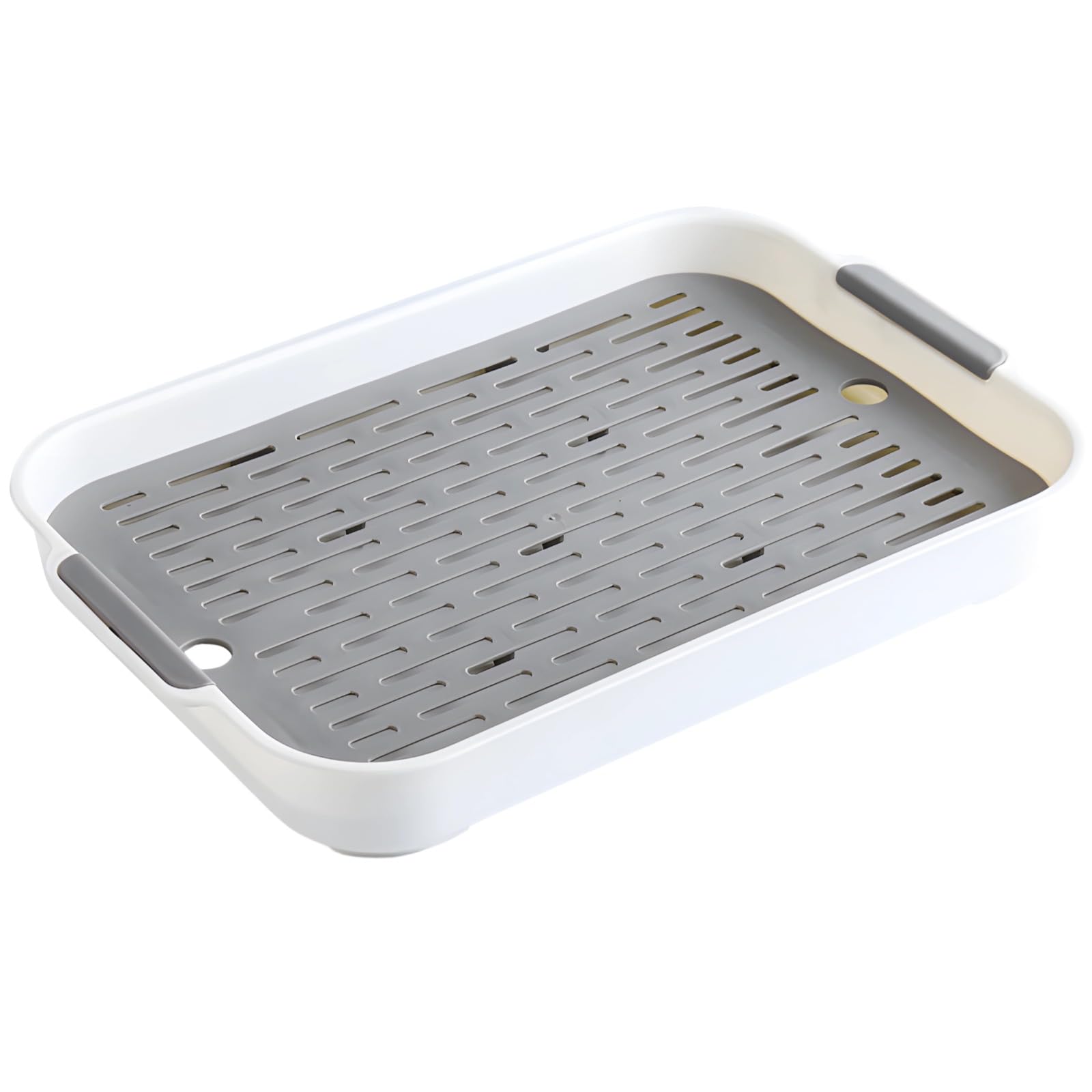 Kleintier-Toilette mit Gittereinsatz, zweilagig, 14,4 × 9,6 × 2 Zoll, herausnehmbares Gitter für Kaninchen, Meerschweinchen, Chinchillas, Hamster, Rennmäuse, weiß