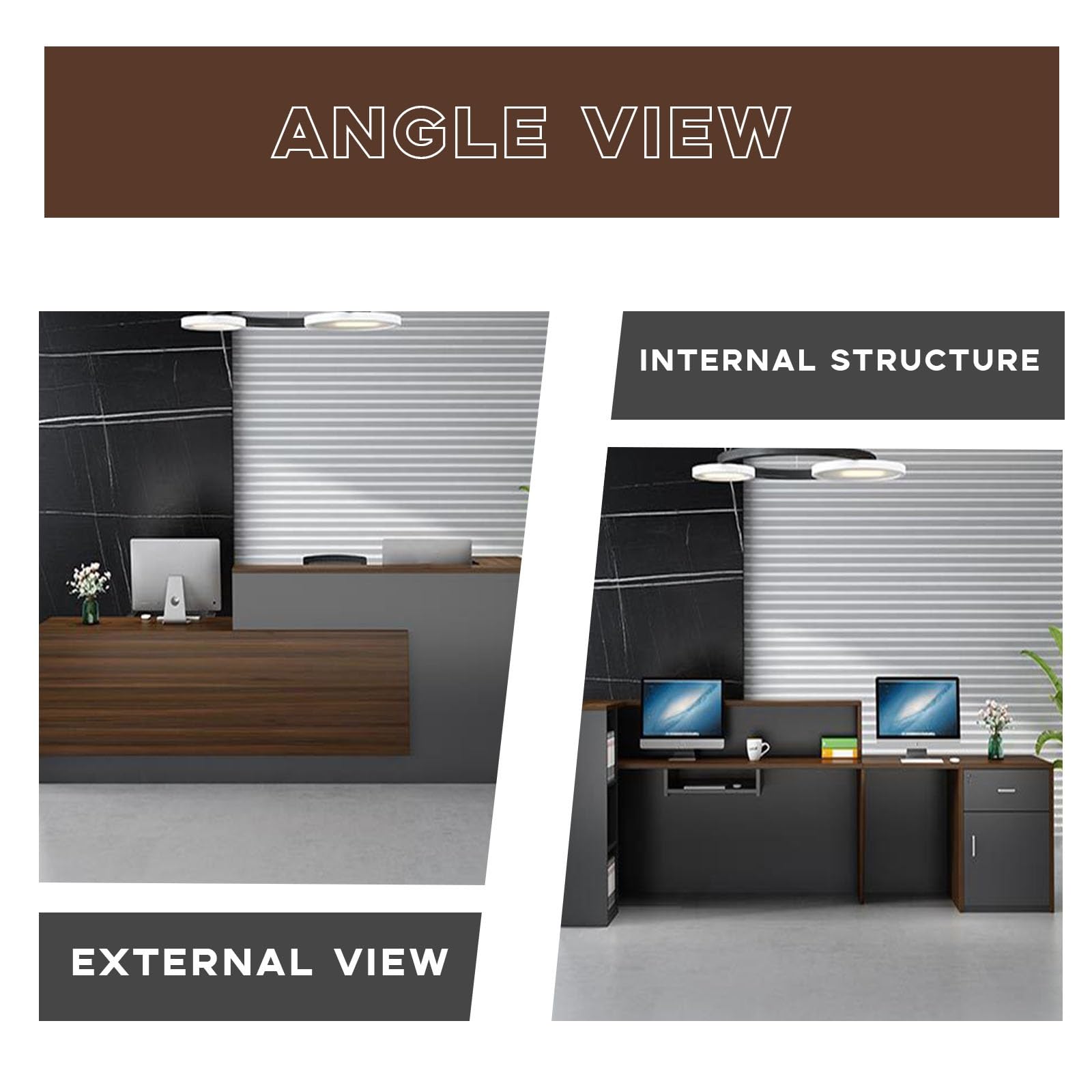 Empfangstheke Rezeptionstheken Counter für Büro | Moderne Empfangstheke mit Stauraum und Tastaturablage für Büros, Salons, Hotels und Praxen.(White/Right,180cm)