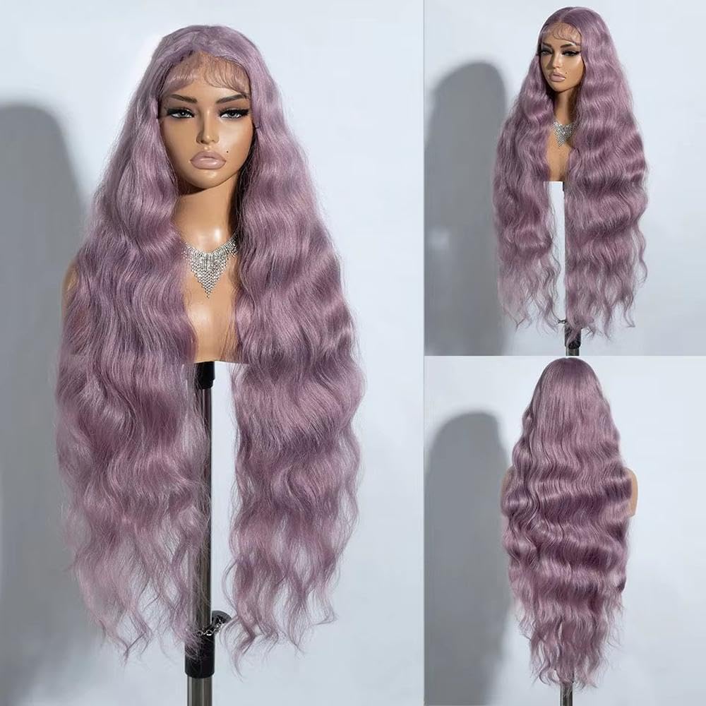 Haarpflege Lace-Front-Perücke Lang Gewellt 91,4 Cm Körper Gewellt Spitzenperücke Für Frauen Lace-Front-Perücke Lila Spitzenperücke(3)