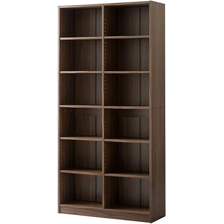 ぼん家具 本棚 大容量 ラック 木製 収納 可動棚 オープン シェルフ シンプル 〔幅90cm〕 ウォールナット