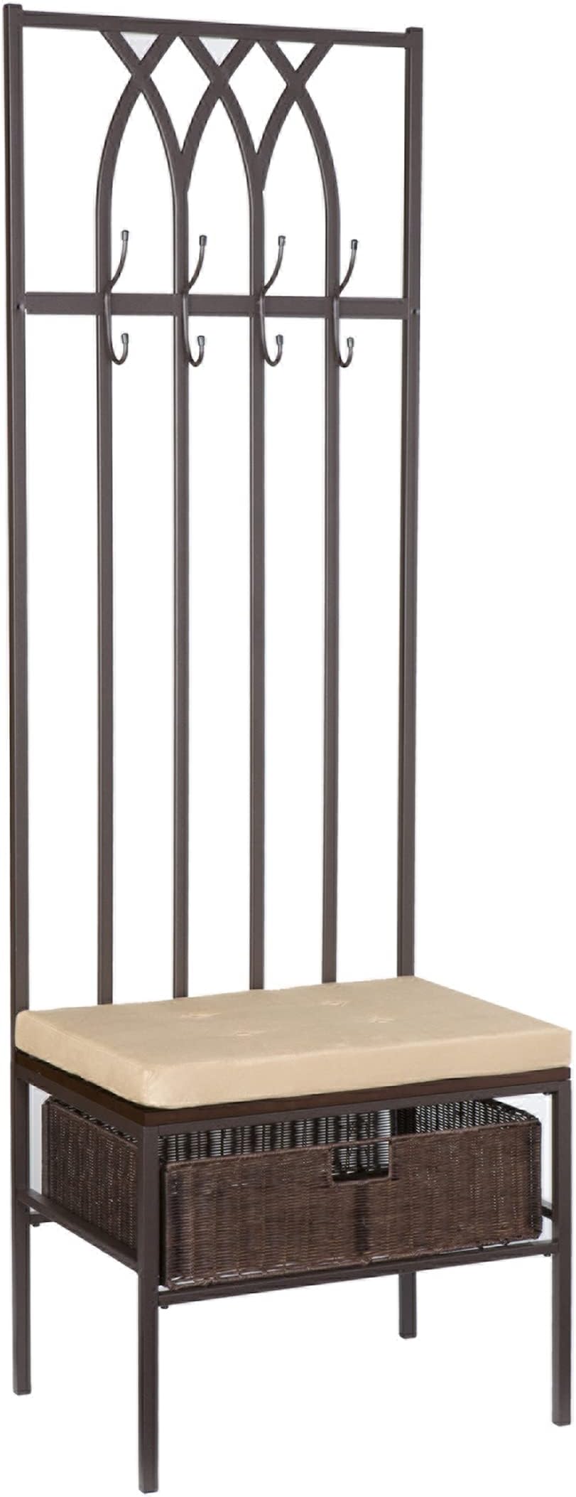 Home Decorators Collection Tristan Hall Tree Bench, 72H x 25W x 18D, Dark Brown