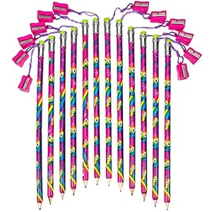 Kicko Jumbo Rainbow Pencil with Sharpener - 12 Pack - 15 Inches - for Education, Party Favors, School Supplies, Office Products, Mess-Free Activities, Stocking Stuffers