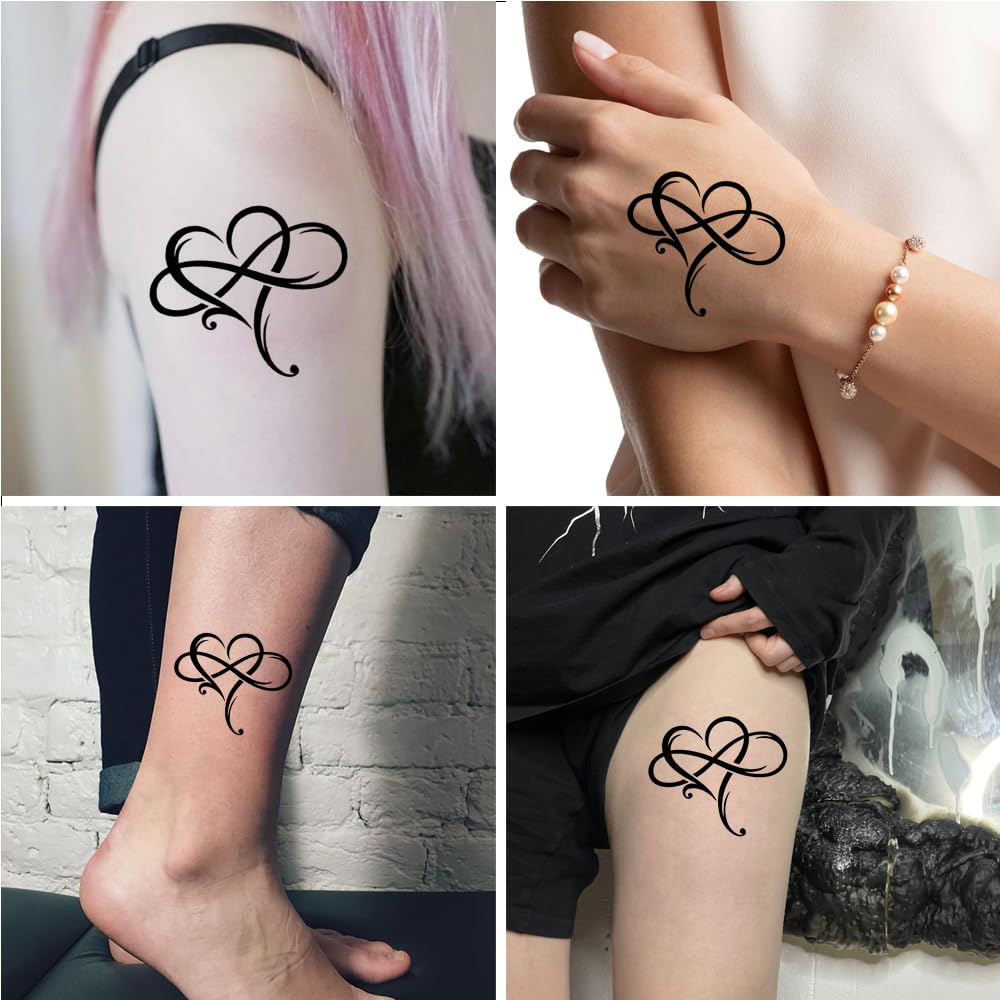 SevenDosong Tattoo Design 6 Sheets Big Heart with Infinity Symbol Temporary Tattoo Realistic Water-Proof Fake Body Art Fake Face Tattoos - Image 2