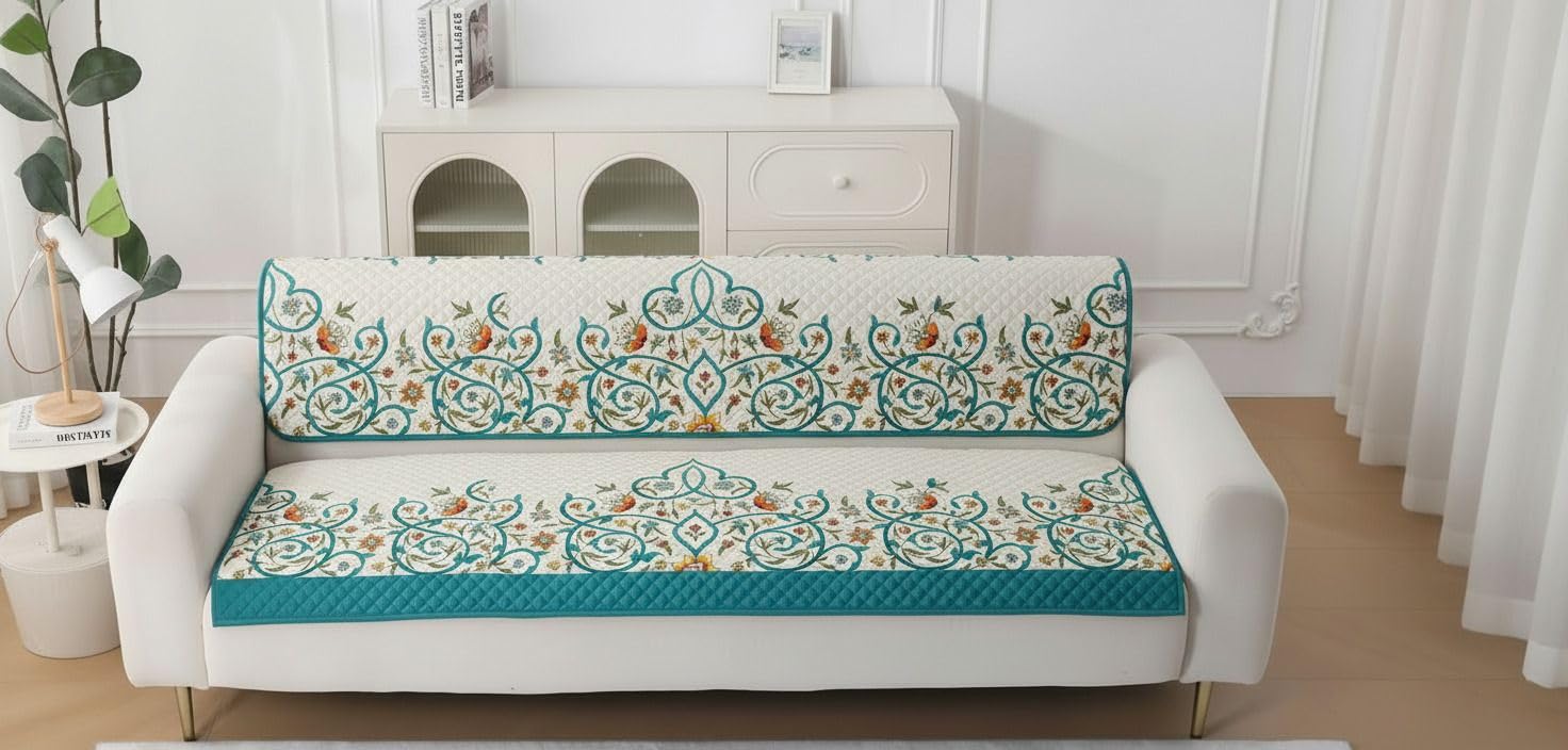 Stylish, Durable & Easy Fit Slipcovers Polyester 3 Seater Sofa Floral Cover (Pack of 2 Multicolor) Soft, Washable & Anti-Slip Furniture Protector_05-image-47