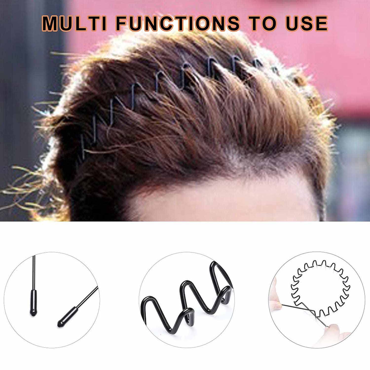 Fasce per capelli semplici in metallo antiscivolo elastiche nere unisex