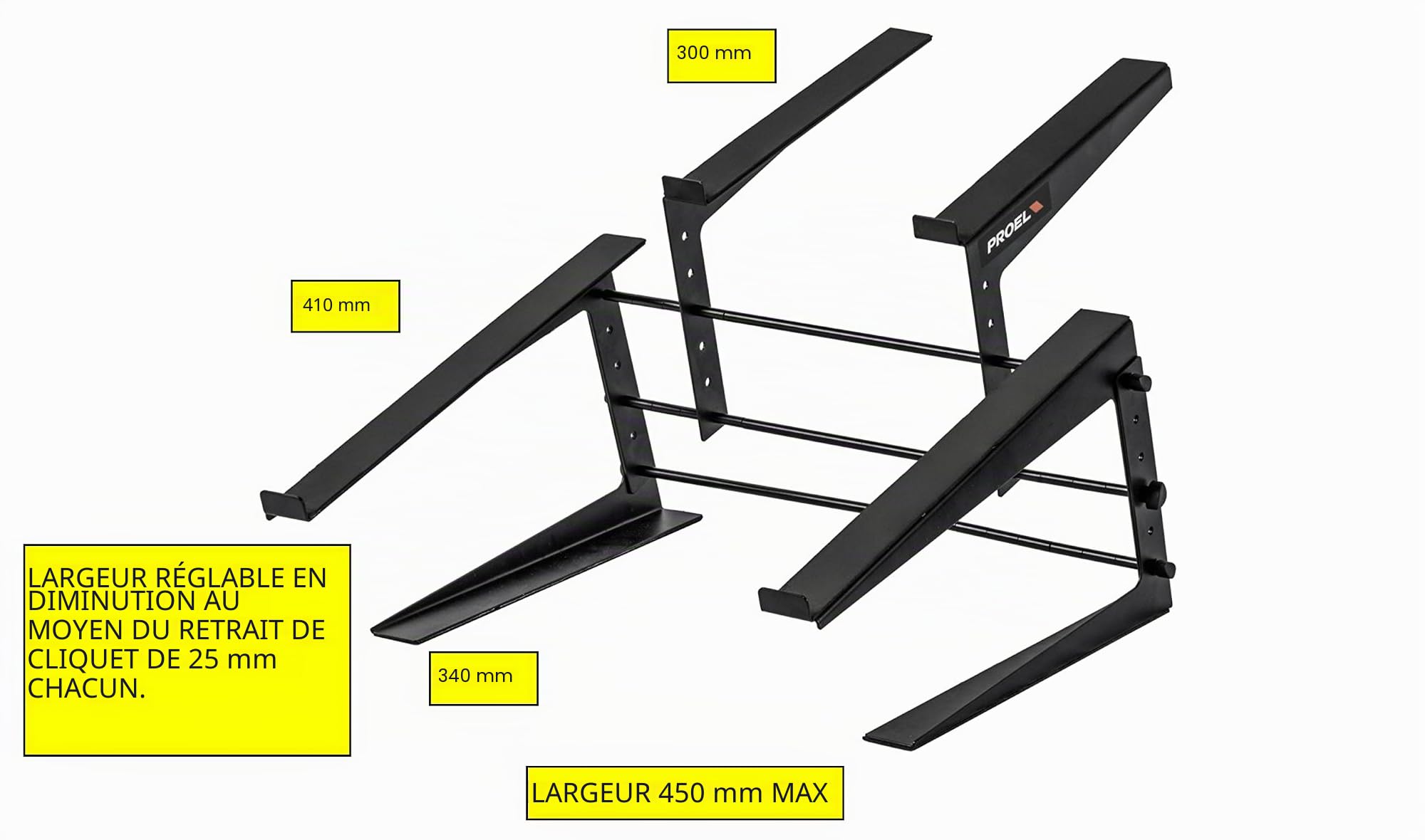 PROEL LTS007C Support professionnel réglable pour contrôleur DJ / clavier + ordinateur portable