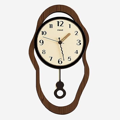 Silent Wall Clock, Non Ticking Modern Round Pendulum Kitchen Clock Battery Operated for Living RoomBedroomKitchen(Small)