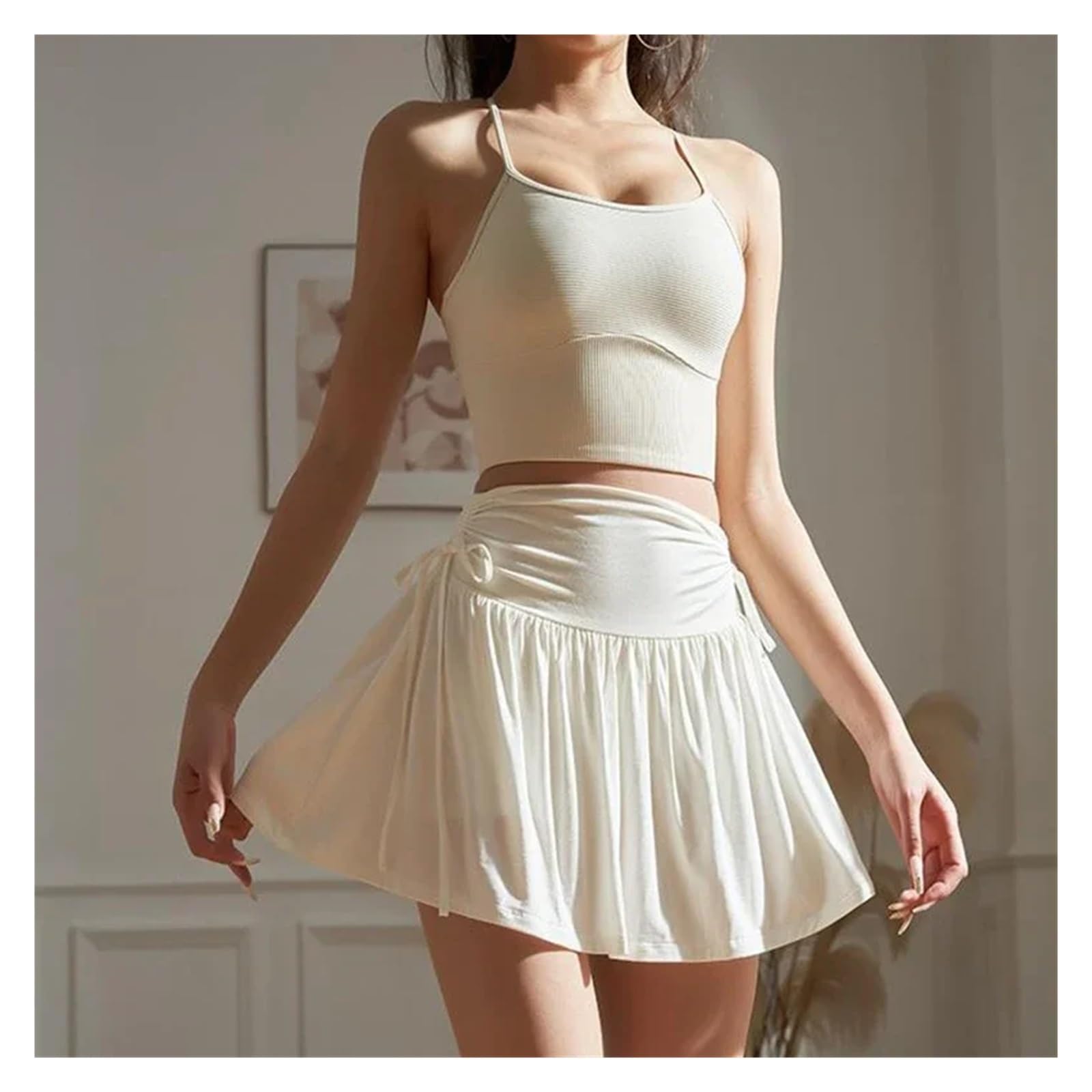 Tennisrock Damen Lässige Sommer Miniröcke Frauen Bogen Slim Shorts Weiß Schwarz Micro Tennisrock