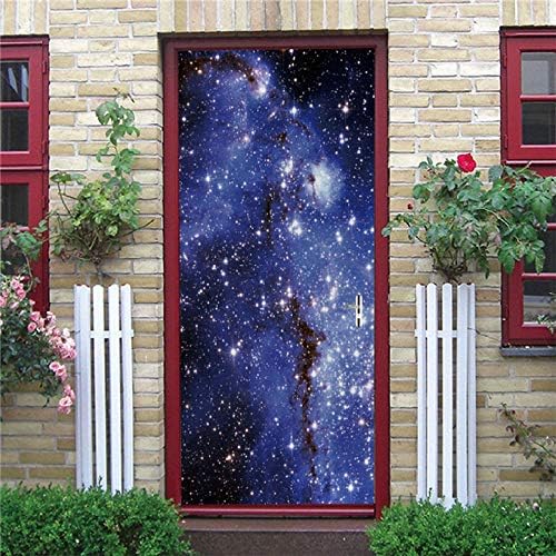 3D Door Stickers Murals Star Chart Wallpaper Starry Sky Universe 3D ...