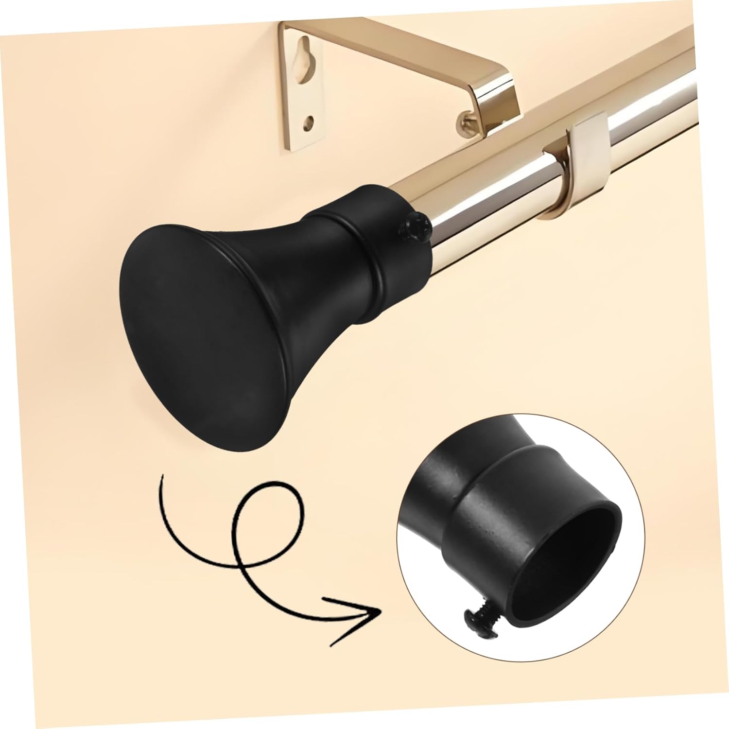 2pcs Black Curtain Rod Finials Decorative Caps for Window Treatments Iron End Caps for Home Decor Modern Design for Elegant Drapery