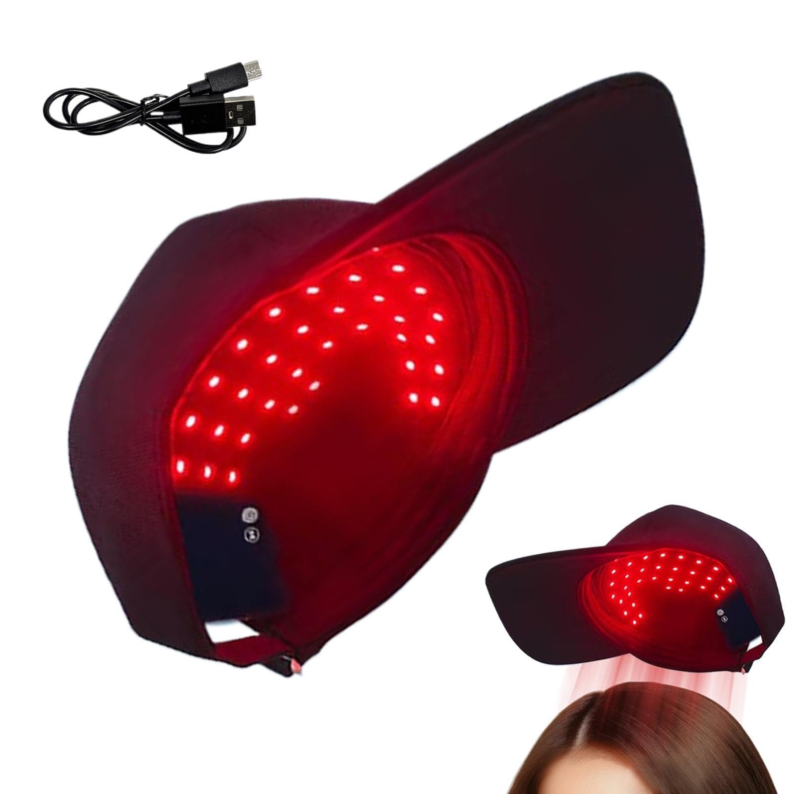 Gorra de crecimiento del cabello con luz roja, dispositivo estimulador LED para engrosar y calmar el cuero cabelludo, recargable para uso diario por hombres y mujeres