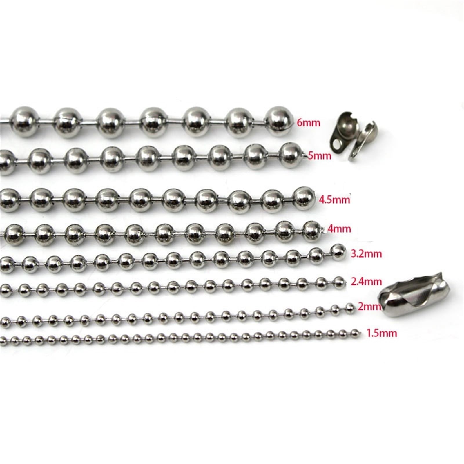 Łańcuszek z koralików, with Clasp Connectors for DIY Jewelry Making 20 Meters(Styles 2,3.2mm 5meter)