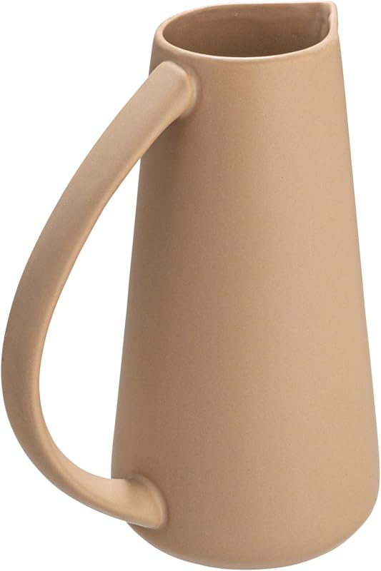 Modern Stoneware Pitcher, Putty Beige