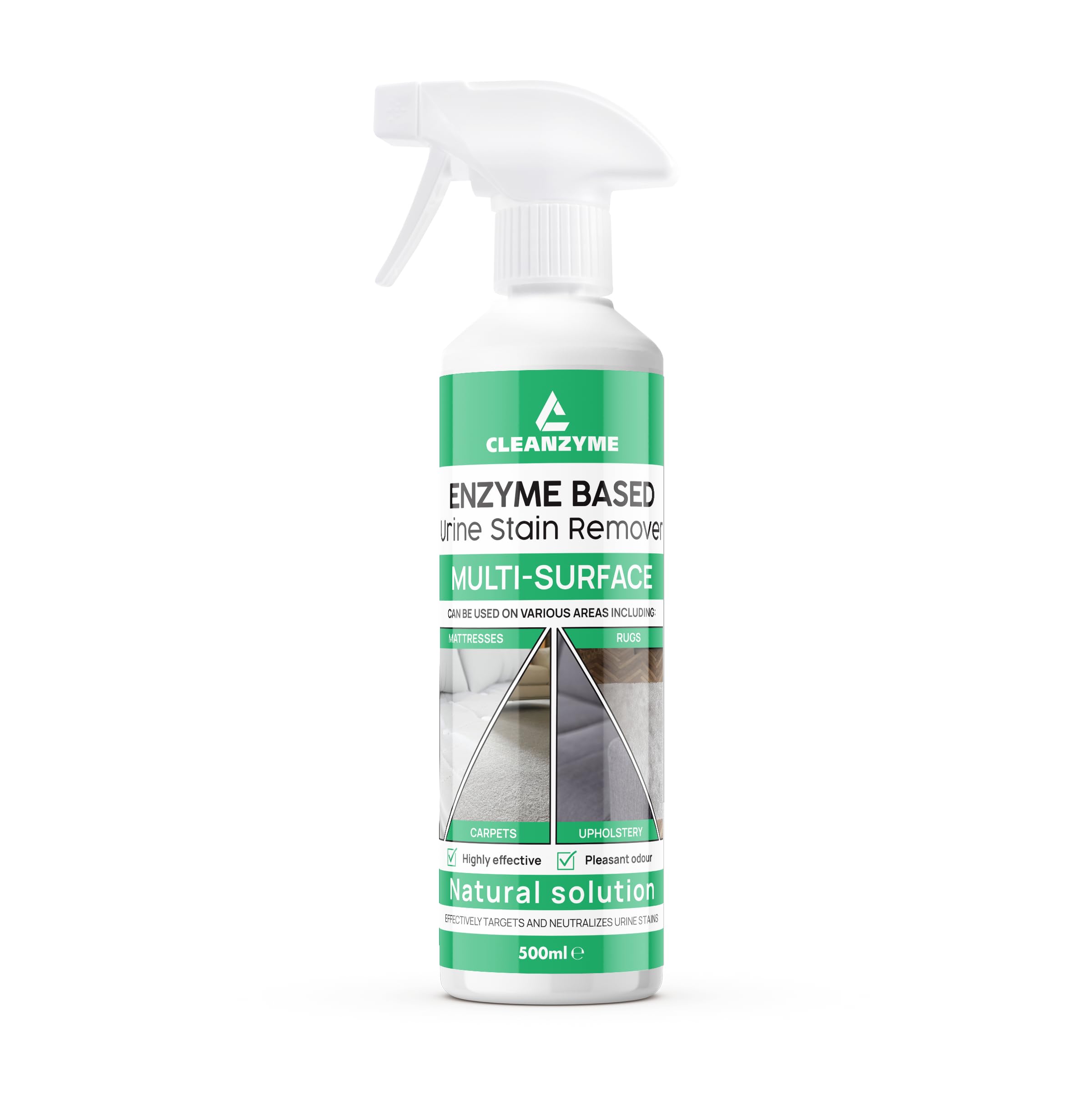 Cleanzyme - Urine Stain Remover 500ml - Enzyme Cleaner for Pet & Human Urine - Removes Stains & Neutralises Odours - Carpet, Mattress, Upholstery & Fabric Cleaner