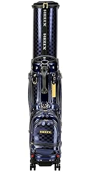 【美品】Helix キャディバッグ 濃紺×黄 カバー付 特許取得済み】HELIX（ヘリックス）キャディバッグ ゴルフバッグ