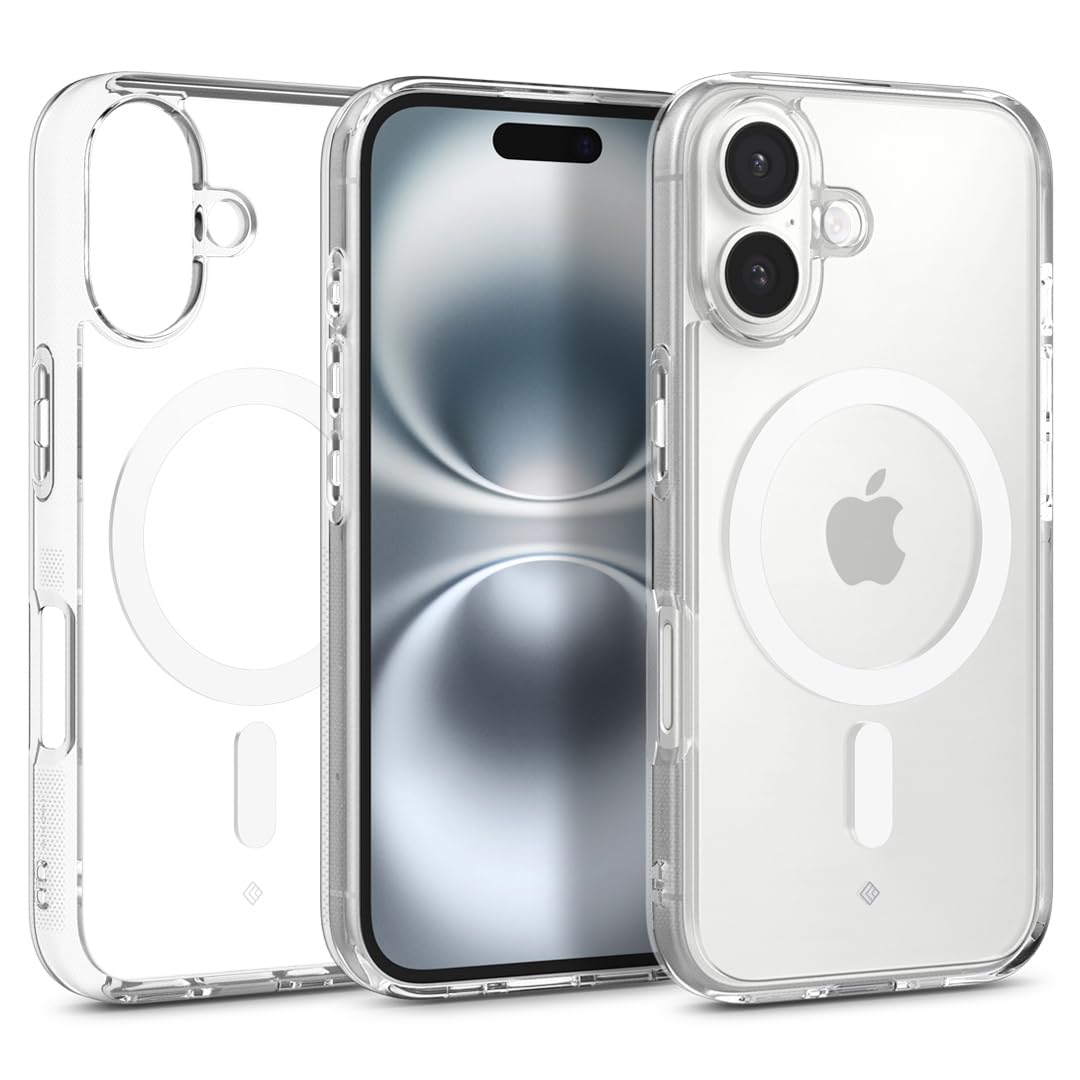 CASEOLOGY by Spigen Capella Mag for iPhone 16 Case [Ultra Clear] Magnetic Military Grade Drop Protection Side Grip Patterns Back Cover Case for iPhone 16 (TPU and PC | Clear White) (B0D484JB2G) Amazon Price History, Amazon Price Tracker