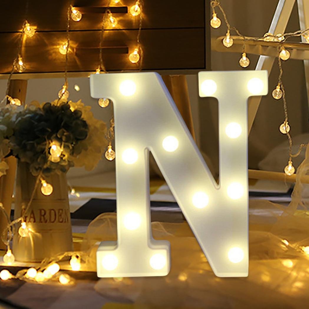 Transer Alphabet LED Letter Lights, LED Marquee Warm White Light Up Letters Sign for Wedding Birthday Home Party Bar Decoration Night Light Lamp (N)