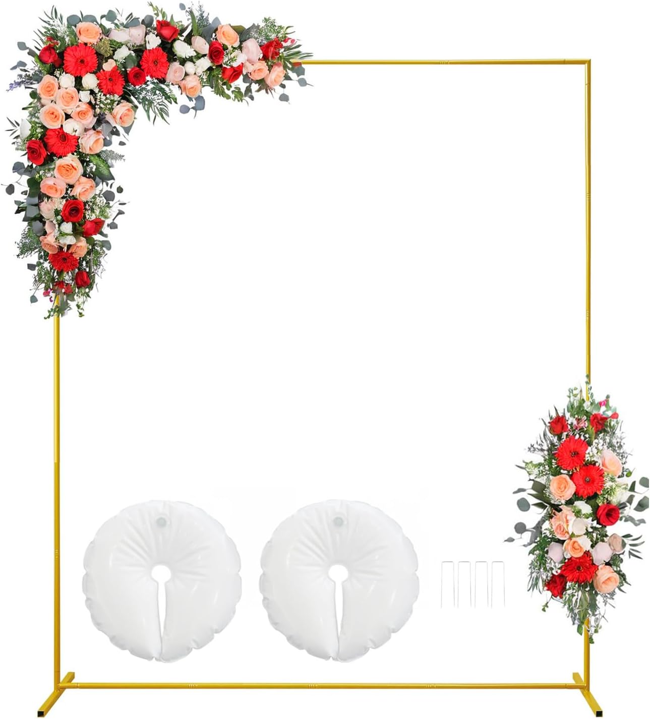 Gold Square Wedding Arch 4FTx6FT Backdrop Stand Metal Balloon Arch Stand Garden Arbor Frame for Wedding Birthday Party Baby Shower Photo Booth Background Decoration