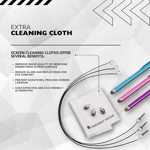 Miniatura 8 de The Friendly Swede lápices Hybrid Stylus con punta reemplazable microtejida, con hilos, tela y puntas de repuesto (3paquetes)