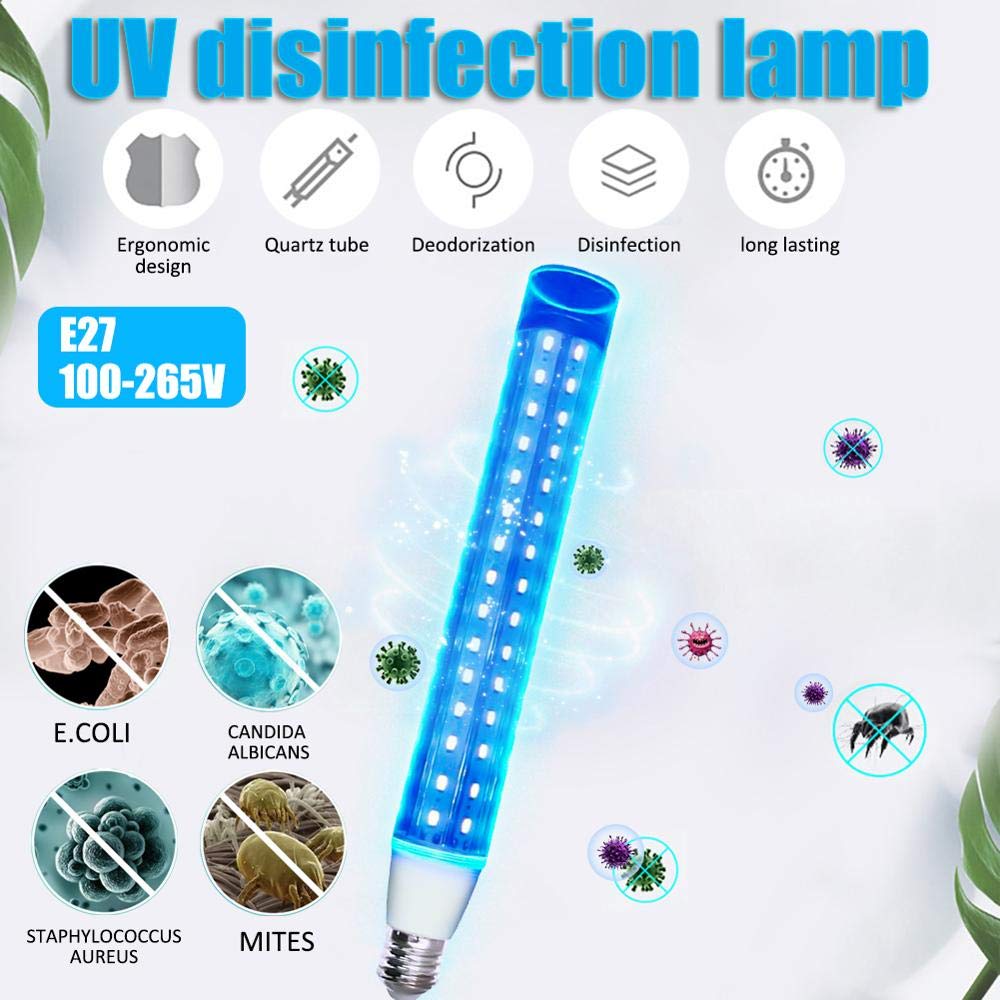 E27 esterilizador UV de la lámpara, 15W llevada portable del ozono UVC la bombilla ultravioleta sistema de purificación de aire del hogar
