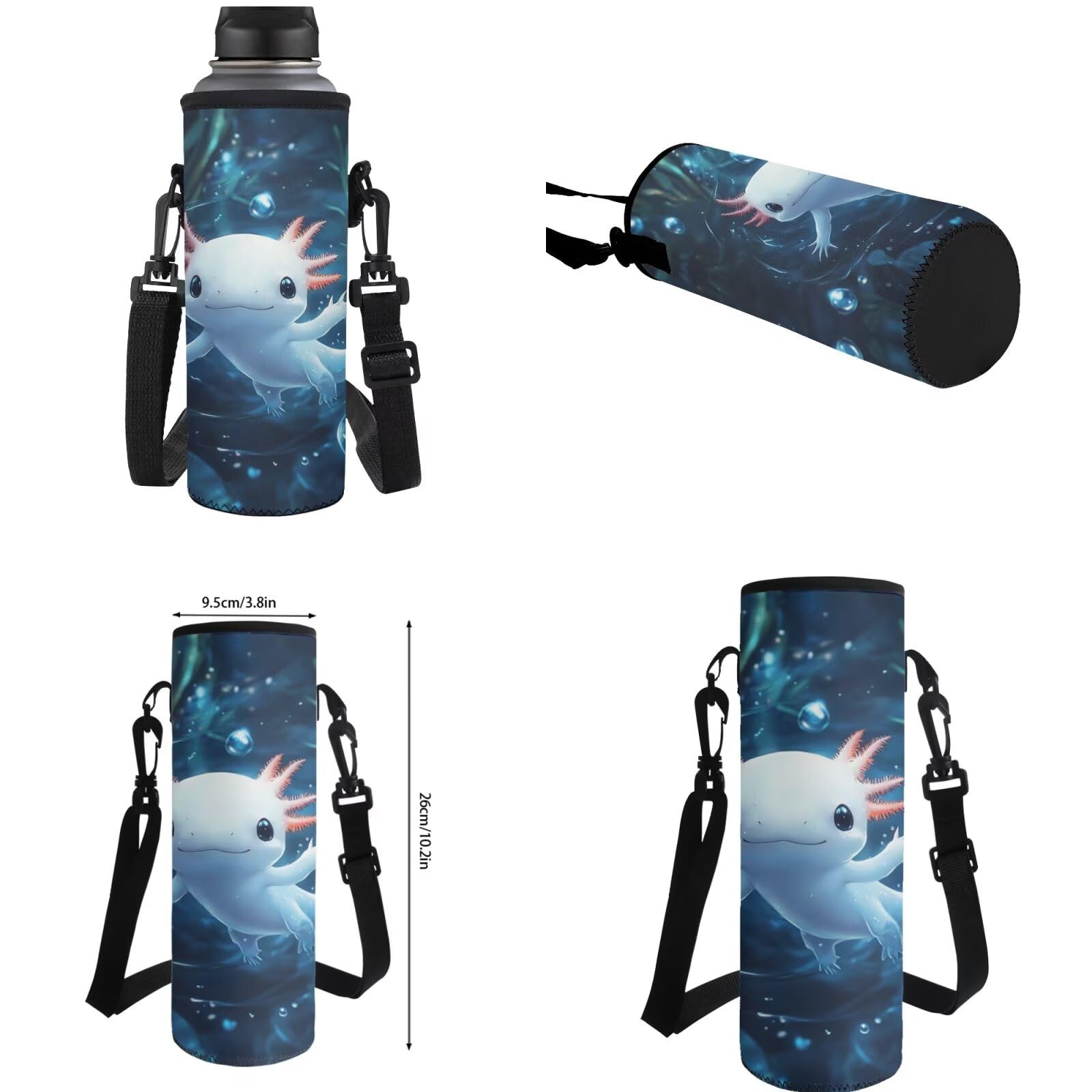 Zaino scolastico per ragazzi dai 4 agli 8 anni, leggero, con borsa per il pranzo, 4 pezzi, set di libri per bambini per la scuola, Axolotl oceano, M, Classico