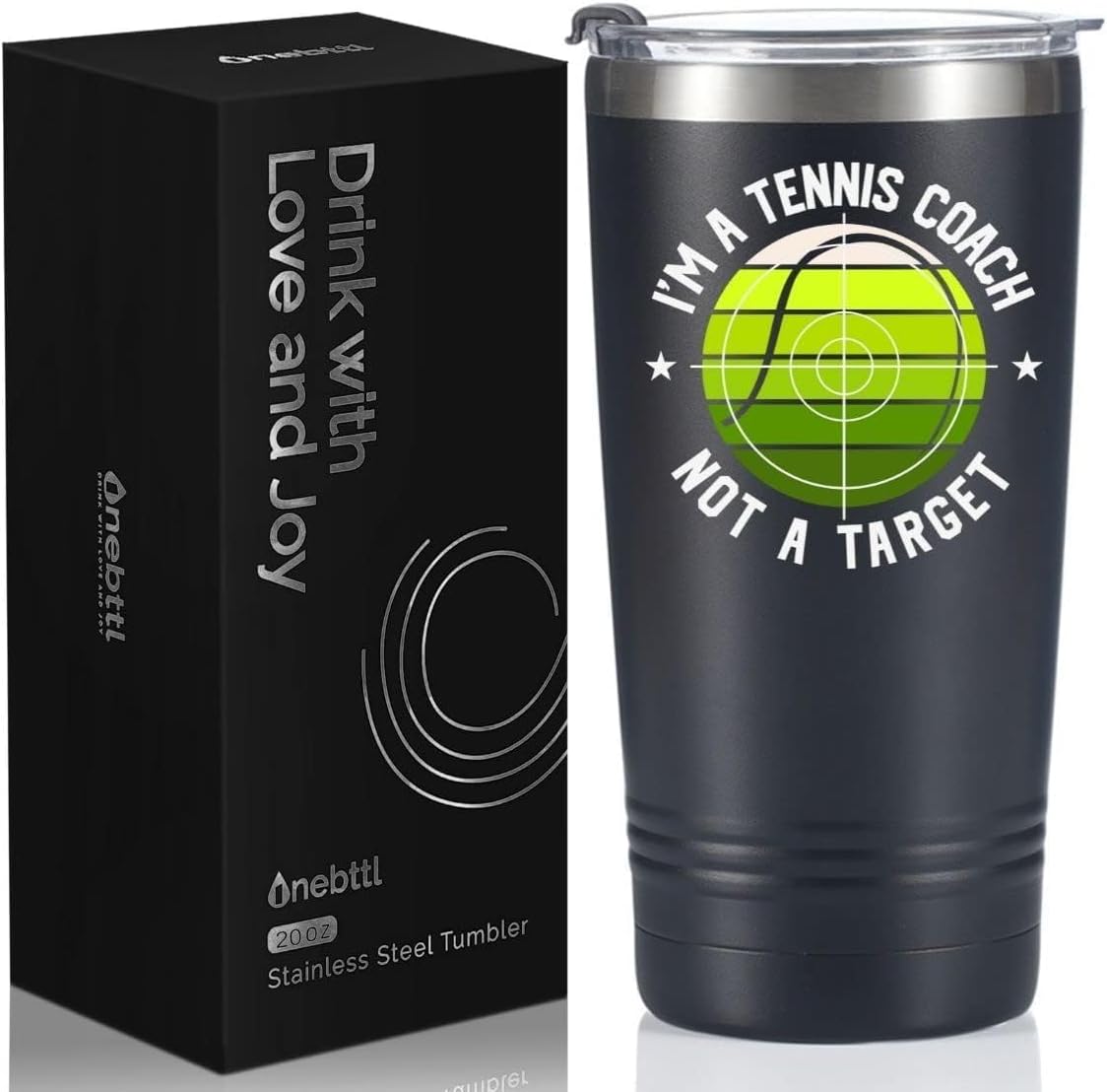 Onebttl Tennis Coach Gifts - Funny Stainless Steel Tumbler 20oz - I'm Tennis Coach, Not a Target