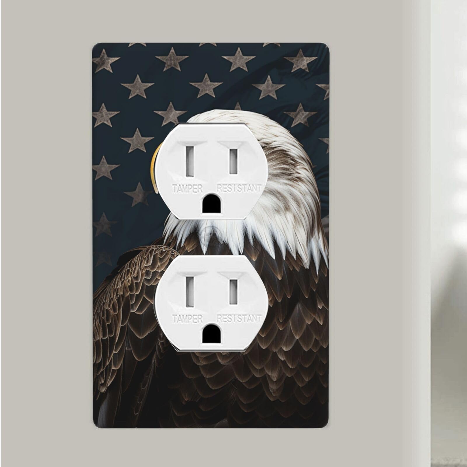 American Bald Eagle Duplex Receptacle Outlet Covers, 1-Gang Standard Size Wall Plates Unbreakable Polycarbonate Electrical Switchplate Cover Faceplate for Bathroom Kitchen Decor
