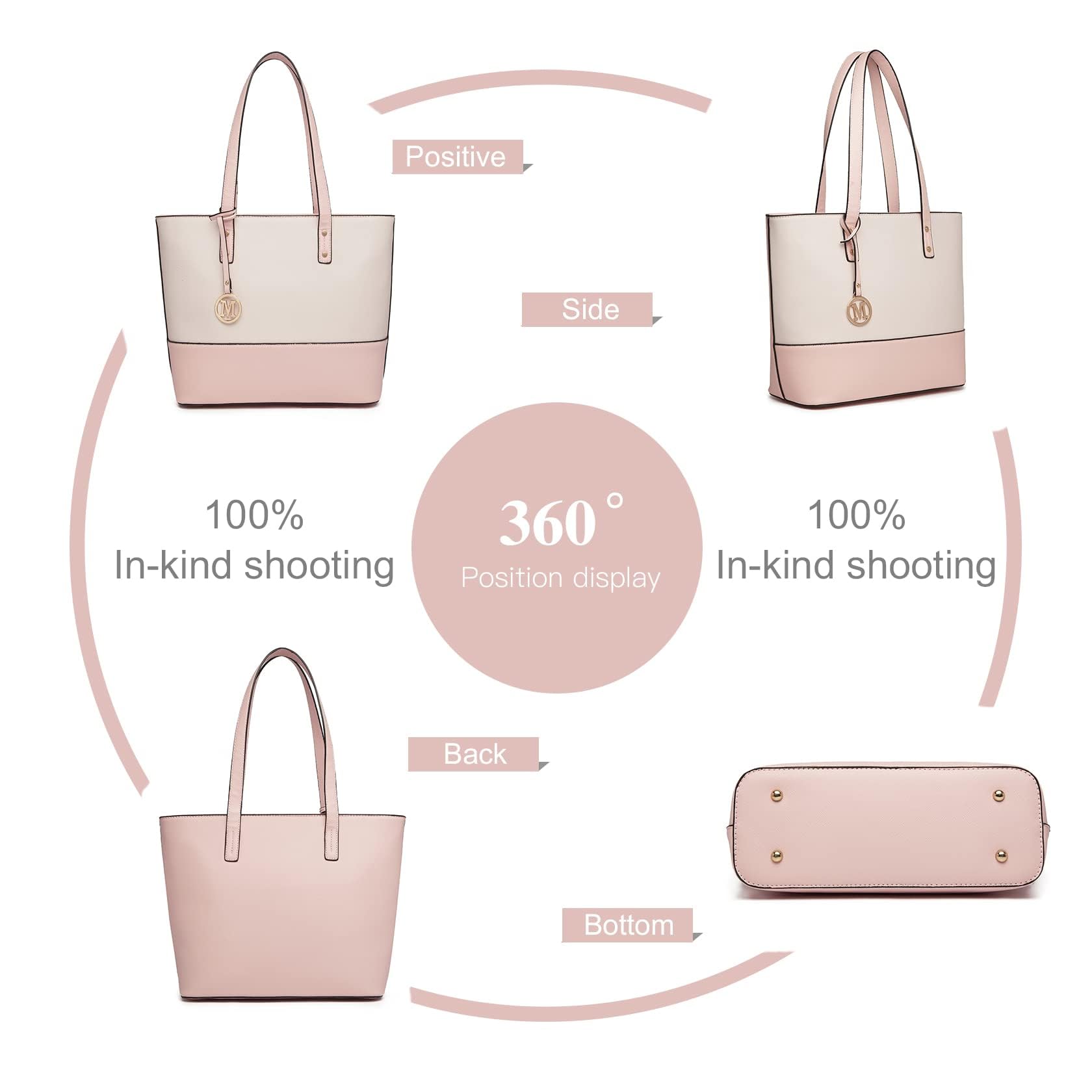 Miss Lulu Bolso Mujer Grande - Bandolera Combo - Con Gran Capacidad y Material Resistente - Perfecto para el Dia a Dia en la Universidad y Actividades Cotidianas