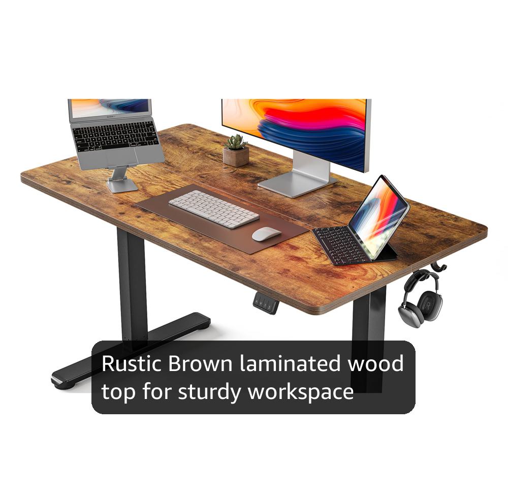 Electric Standing Desk With Keyboard Tray, 55 X 24 Inches Large Height Adjustable