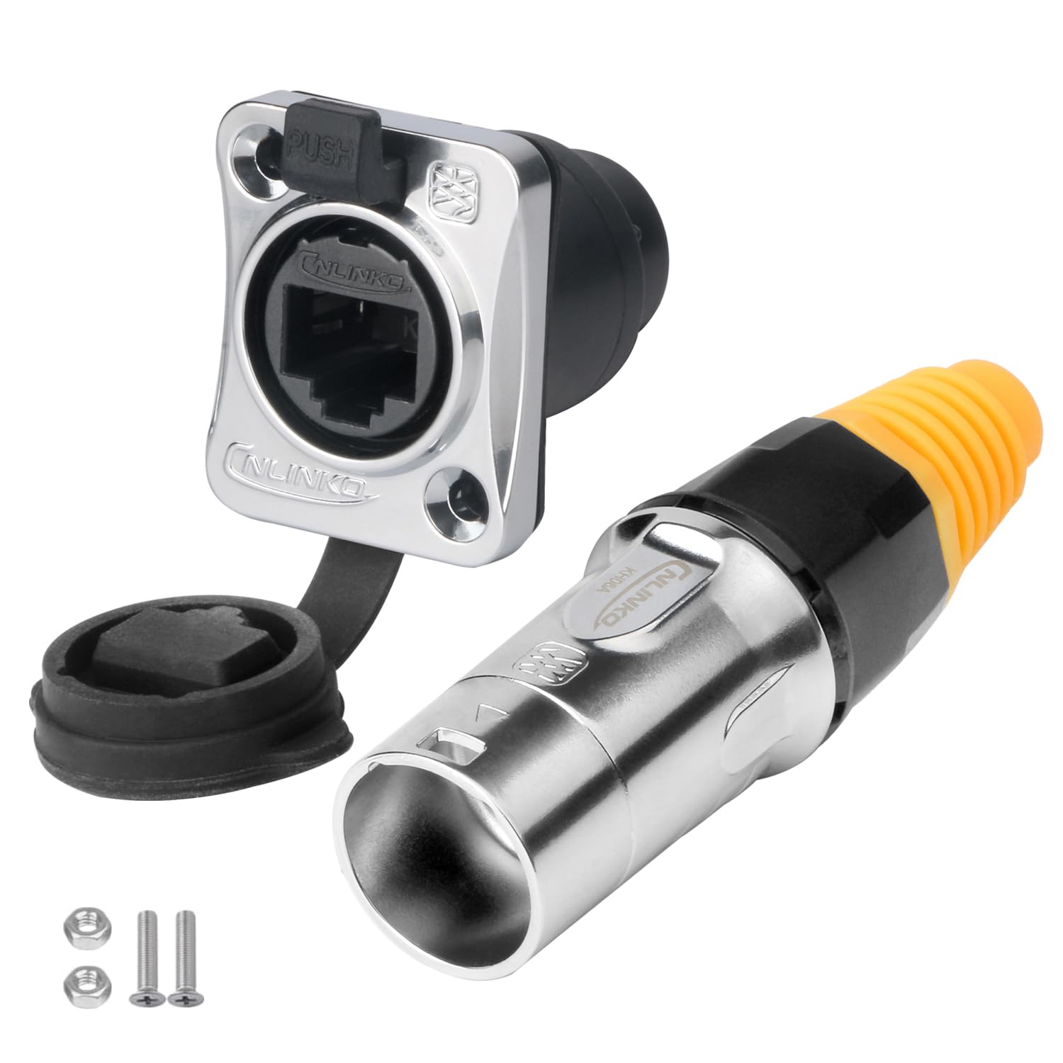 CNLINKOYT-RJ45 Waterproof Connector, Aviation Plug with Dual Port Straight Through Panel Mount Receptacles Socket, CAT5 8P8C Ethernet Connector for Home Networks, Industrial Applications