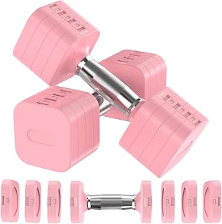 Hezeyferg 22LB Adjustable Dumbbells Set - 4 Levels (4.4-11lb) Quick-Change Hand Weights for Home Gym, Men & Women Full Body Workouts