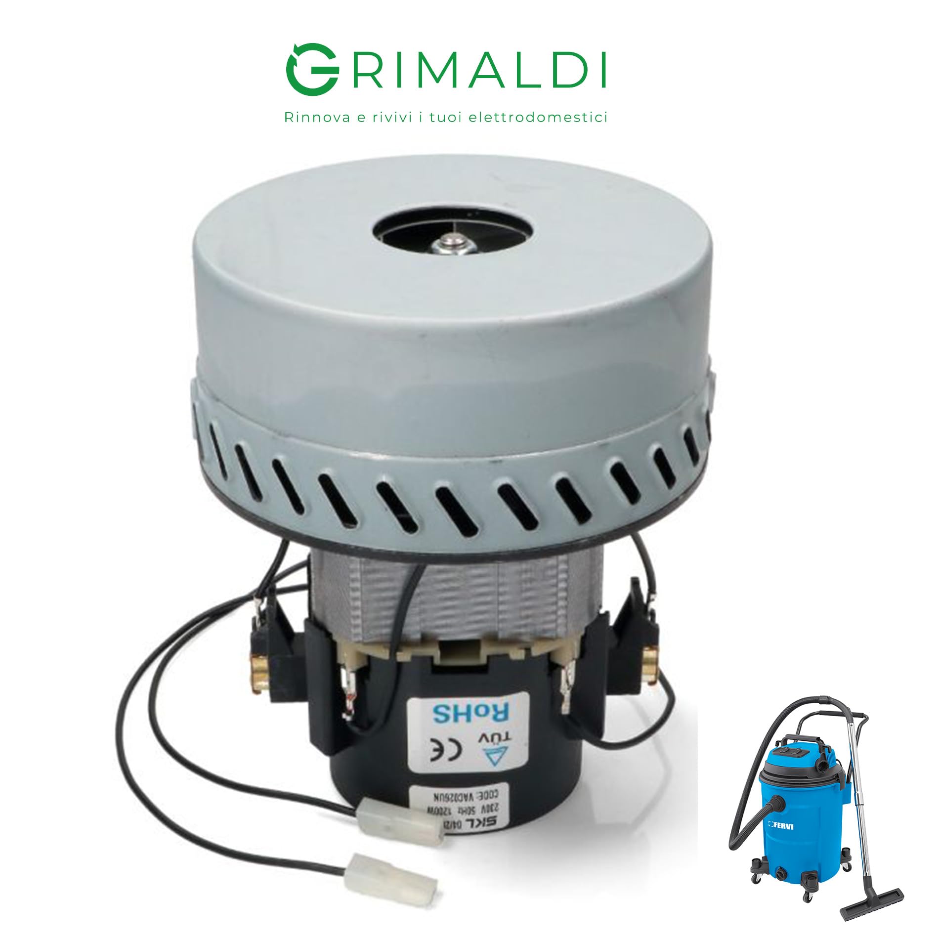 G GRIMALDI Motore Aspirapolvere 1200W Liquidi Bidoni Industriale Bistadio Autolavaggi H032