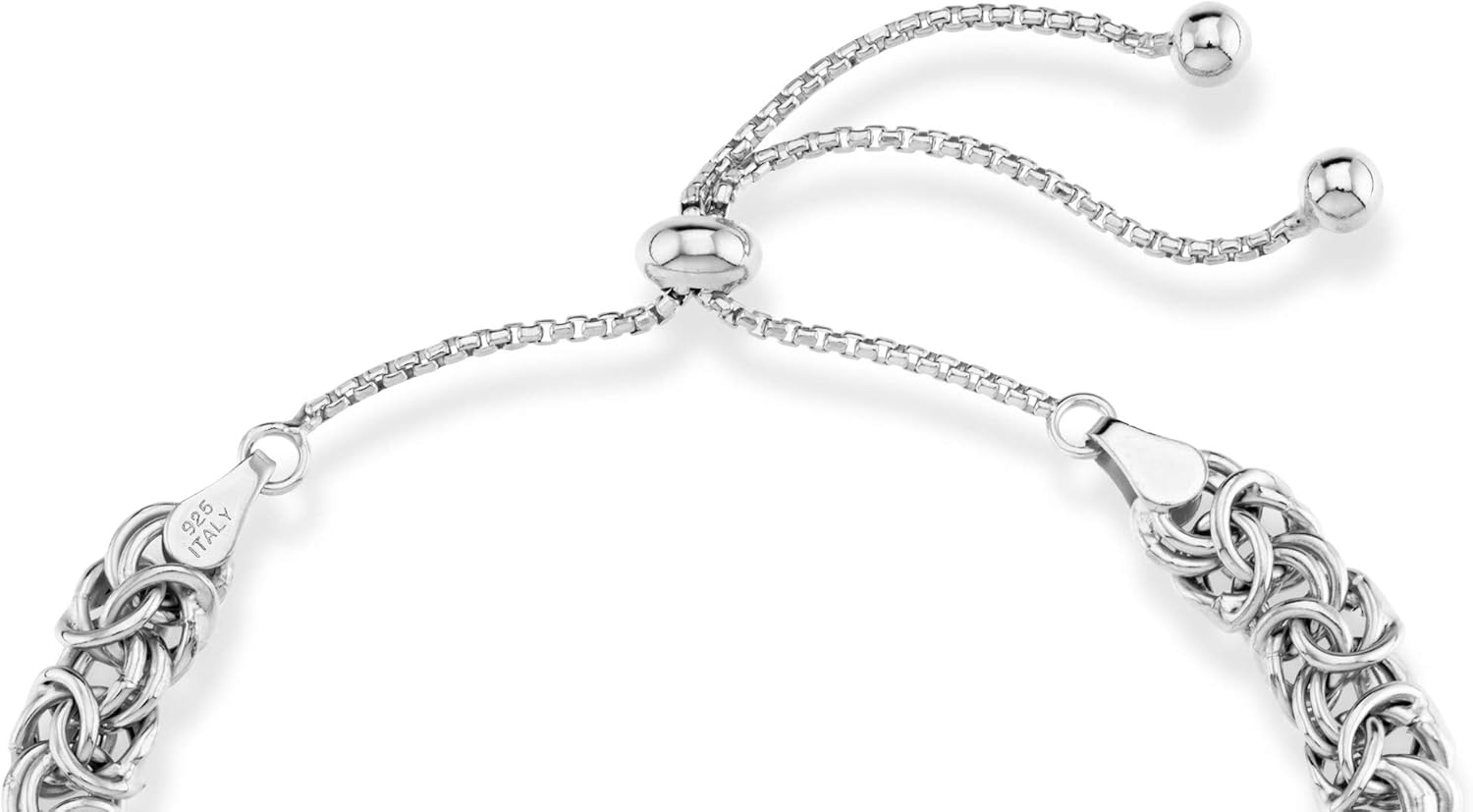 Miabella Italian 925 Sterling Silver, 18K Gold Plated Byzantine Bolo Bracelet for Women, Adjustable Bracelet, Handmade in Italy